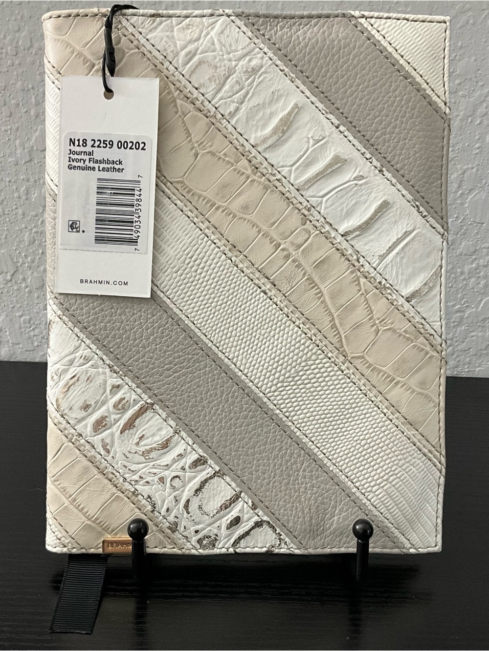Brahmin Journal IVORY FLASHBACK Mixed Leather Stripe Pattern NWT
